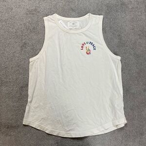 Brand New Sol Angeles Women’s Medium White Love & Peace Tank Top Shirt